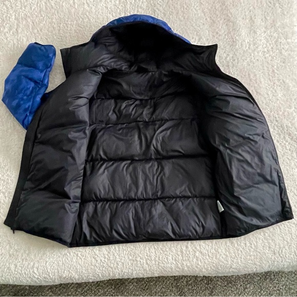 Nike Men's Blue Hooded Duck Down Puffer Jacket Winter Coat Large Zipped Pockets - Picture 5 of 9